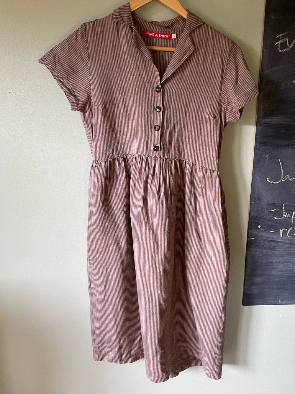 Brown Short-Sleeve Button Front Dress